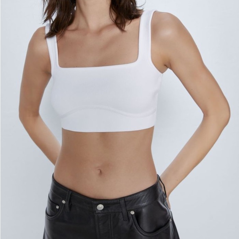 MOVING SALE Zara White Square Neck Crop Top